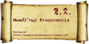Neményi Kreszcencia névjegykártya